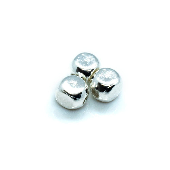 Square Round Bead 4mm Silver - Affordable Jewellery Supplies