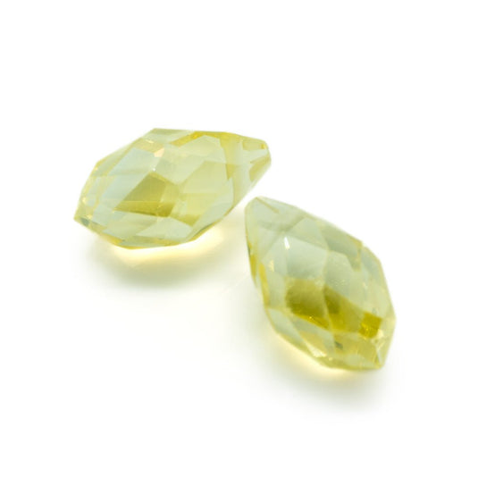 Glass Faceted Briolette 13mm x 8mm Yellow AB - Affordable Jewellery Supplies