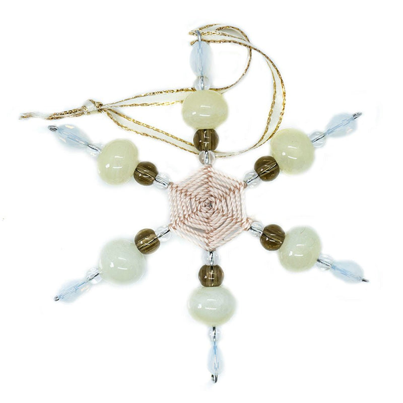 Load image into Gallery viewer, Beaded Christmas Star Ornament 9.5mm Cream - Affordable Jewellery Supplies