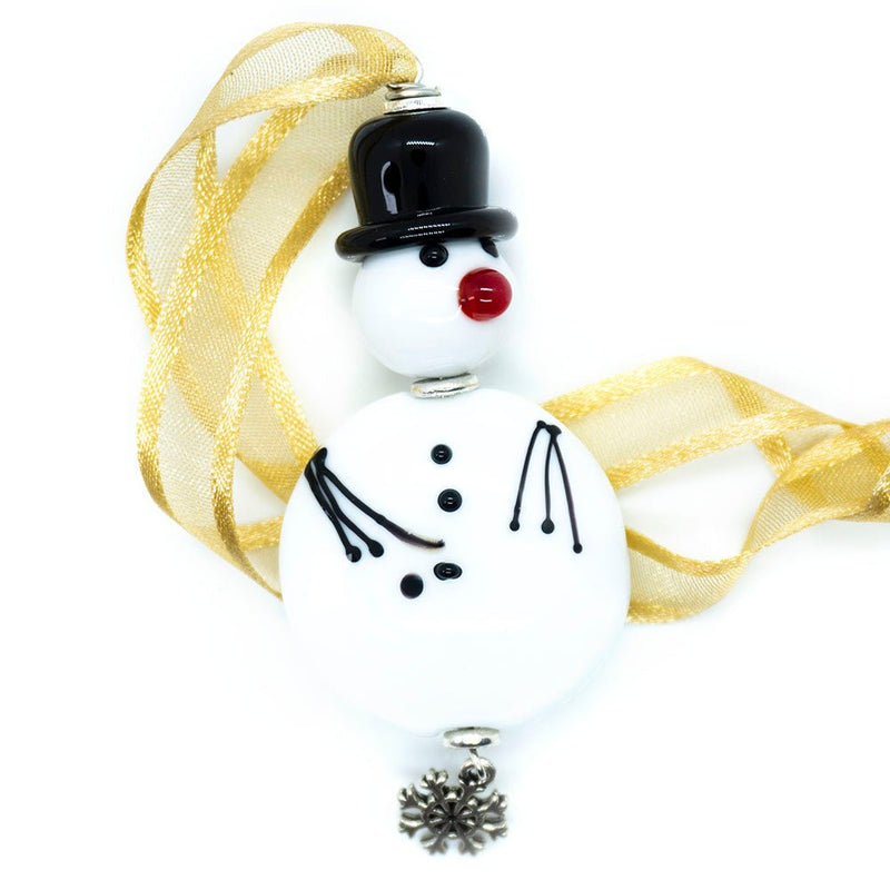 Load image into Gallery viewer, Lampwork Snowman Christmas Ornament 75mm x 30mm 70mm - Affordable Jewellery Supplies
