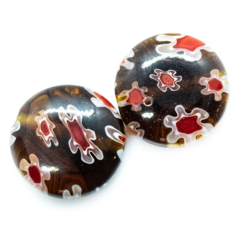 Load image into Gallery viewer, Millefiori Glass Coin Bead with Flower 10mm x 4mm Topaz - Affordable Jewellery Supplies
