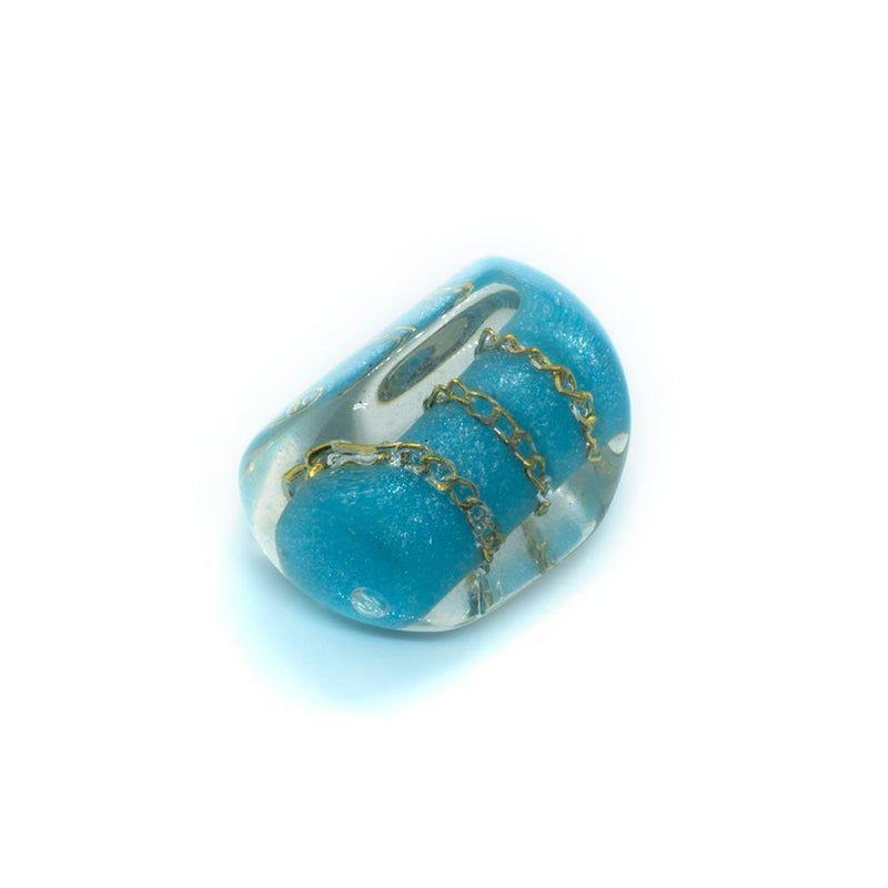 Load image into Gallery viewer, Resin Chain Bead 27mm x 18mm Turquoise - Affordable Jewellery Supplies

