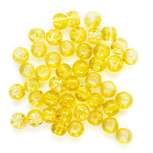 Glass Crackle Beads 4mm Yellow - Affordable Jewellery Supplies