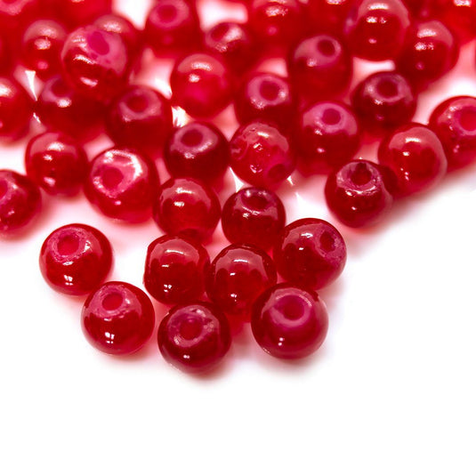 Baking Painted Imitation Jade Glass Round Beads 4.5-5 mm Red - Affordable Jewellery Supplies