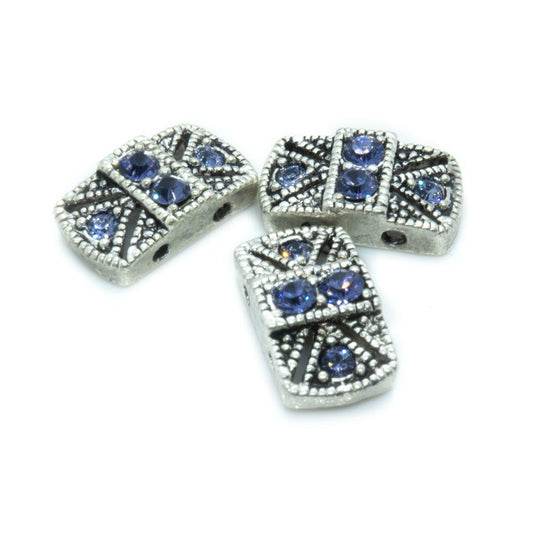 Spacer Bead with Swarovski Rectangle 14mm x 8mm x 4mm Lavender - Affordable Jewellery Supplies
