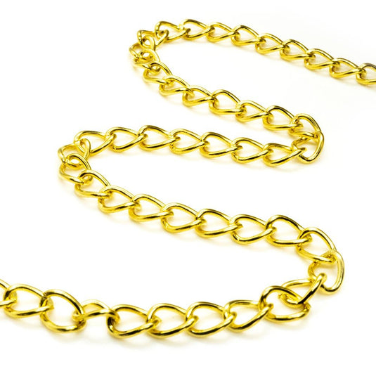 Twist Curb Chain 5mm x 3.5mm x 1m Gold Plated - Affordable Jewellery Supplies