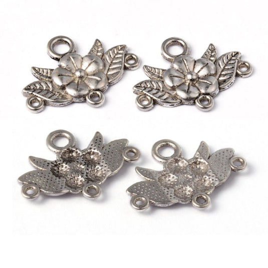 Tibetan Style Chandelier Flower Connector 32mm x 23mm x 3mm Antique Silver - Affordable Jewellery Supplies