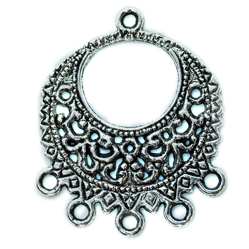 Load image into Gallery viewer, Round Filigree Link Connector 32mm x 30mm Antique Silver - Affordable Jewellery Supplies
