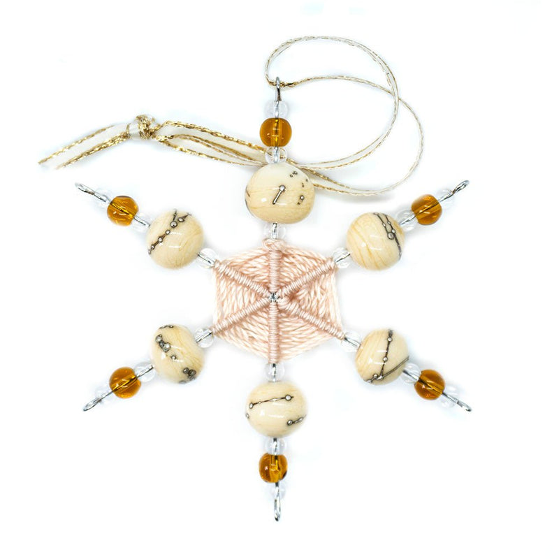 Load image into Gallery viewer, Beaded Christmas Star Ornament 9.5mm Cream / Silver - Affordable Jewellery Supplies
