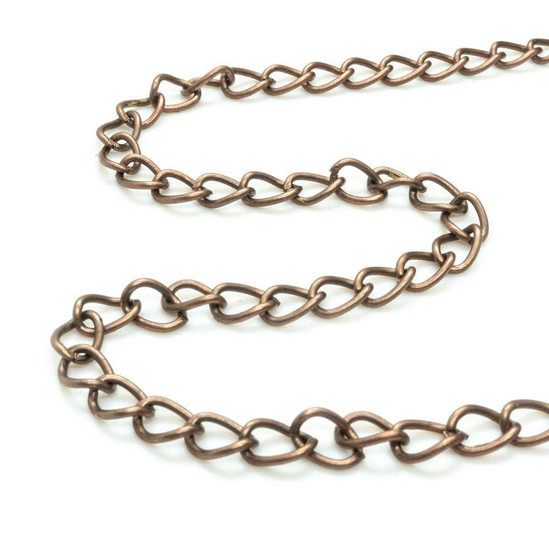 Load image into Gallery viewer, Twist Curb Chain 5mm x 3.5mm x 1m Red Copper - Affordable Jewellery Supplies
