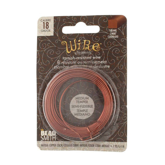 Beadsmith Square Wire 18 Gauge/1.02mm 6.4m Antique Copper - Affordable Jewellery Supplies