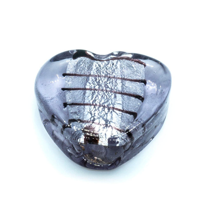 Load image into Gallery viewer, Glass Foil Lined Heart 20mm Purple - Affordable Jewellery Supplies