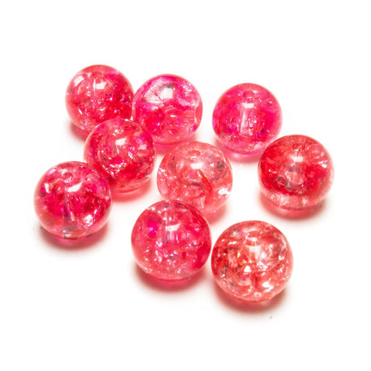 Glass Crackle Beads 10mm Pink - Affordable Jewellery Supplies