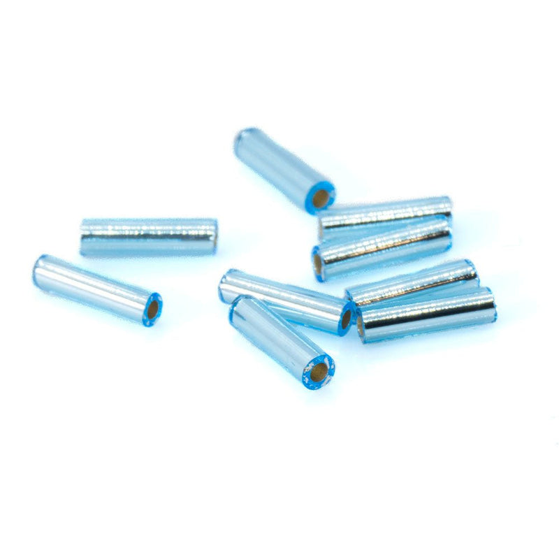 Load image into Gallery viewer, Miyuki Bugles #2 6mm x 1.7mm Silver Lined Aqua (0018) - Affordable Jewellery Supplies
