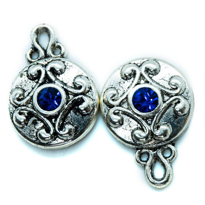 Round Magnetic Clasp 22mm x 12mm Cobalt & Antique Silver - Affordable Jewellery Supplies