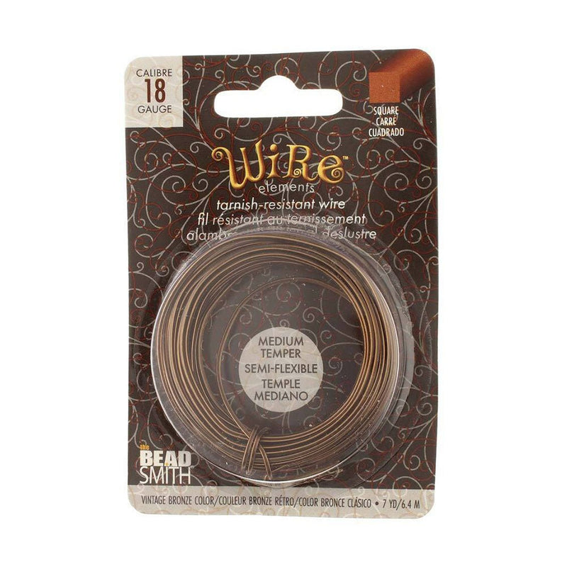 Load image into Gallery viewer, Beadsmith Square Wire 18 Gauge/1.02mm 6.4m Vintage Bronze - Affordable Jewellery Supplies
