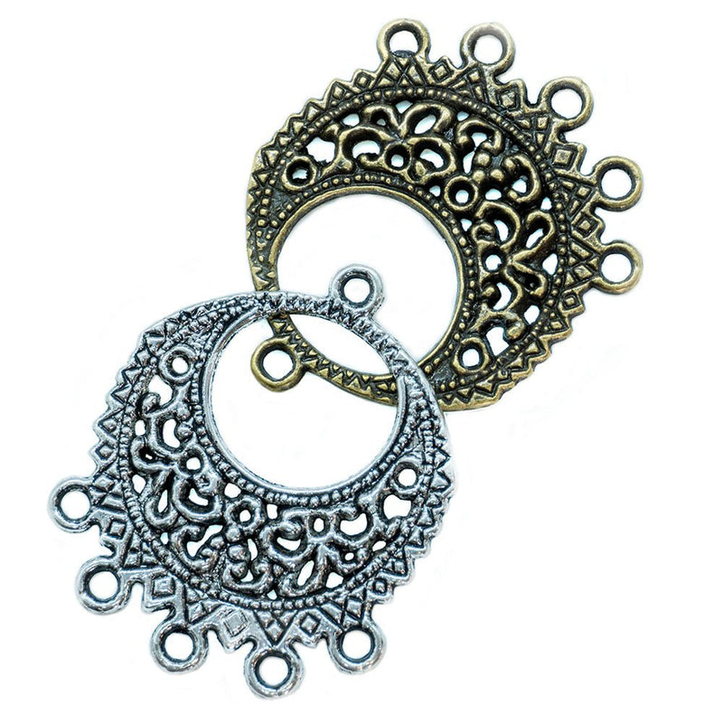 Load image into Gallery viewer, Round Filigree Link Connector 32mm x 30mm Antique Silver - Affordable Jewellery Supplies
