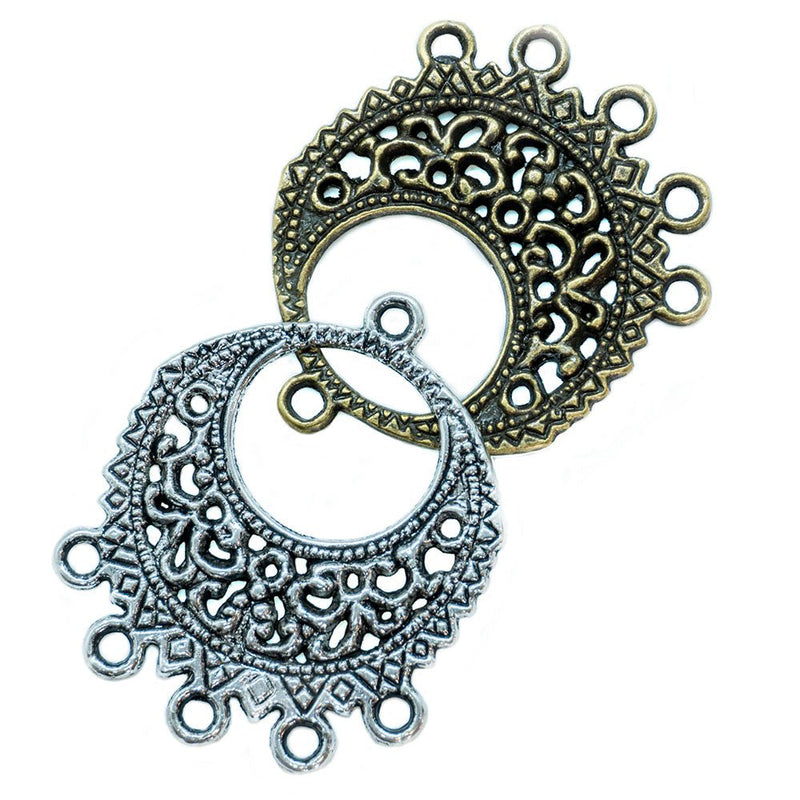 Load image into Gallery viewer, Round Filigree Link Connector 32mm x 30mm Antique Silver - Affordable Jewellery Supplies