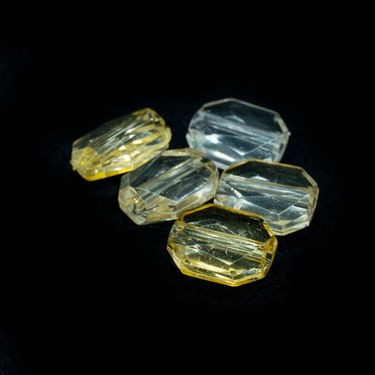 Acrylic Transparent Faceted Rectangle 10mm x 12mm Lemon leaf - Affordable Jewellery Supplies