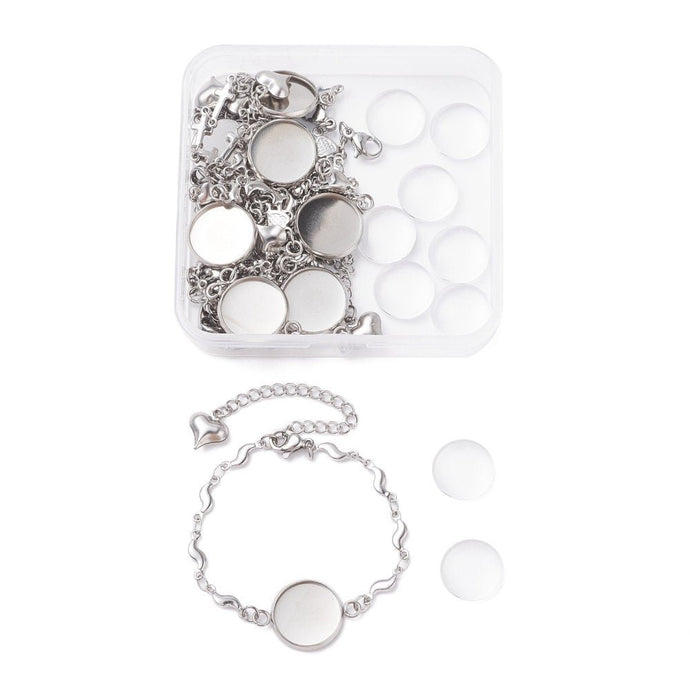 Cabochon Bracelet Making Sets 74mm x 72mm x 17mm Silver - Affordable Jewellery Supplies