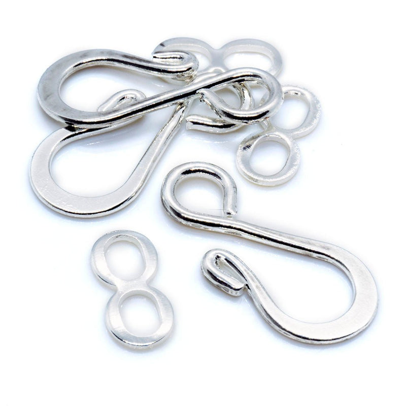 Load image into Gallery viewer, Hook Eye Clasps 20mm Silver Plated - Affordable Jewellery Supplies