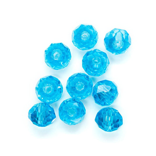 Electroplated Glass Faceted Rondelle 8mm x 6mm Aqua - Affordable Jewellery Supplies