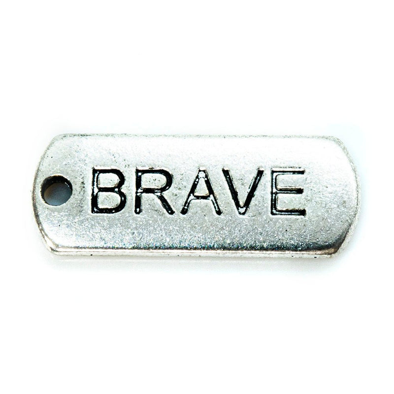 Load image into Gallery viewer, Inspirational Message Pendant 21mm x 8mm x 2mm Brave - Affordable Jewellery Supplies
