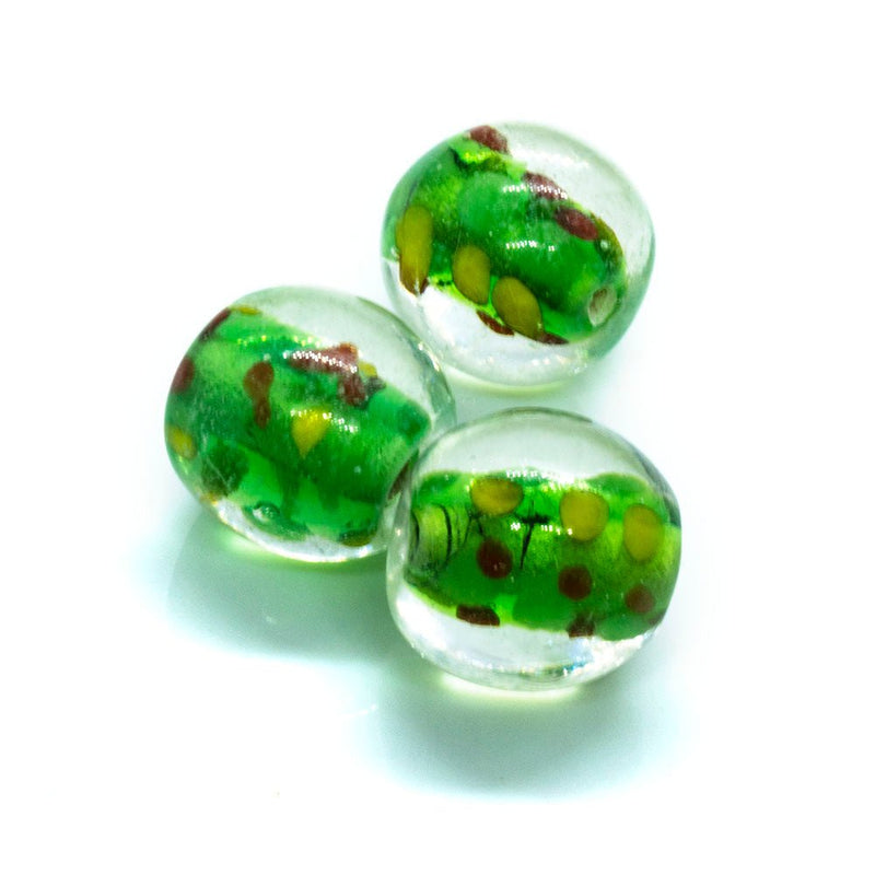 Load image into Gallery viewer, Lampwork Glass Round Beads 10mm Green - Affordable Jewellery Supplies
