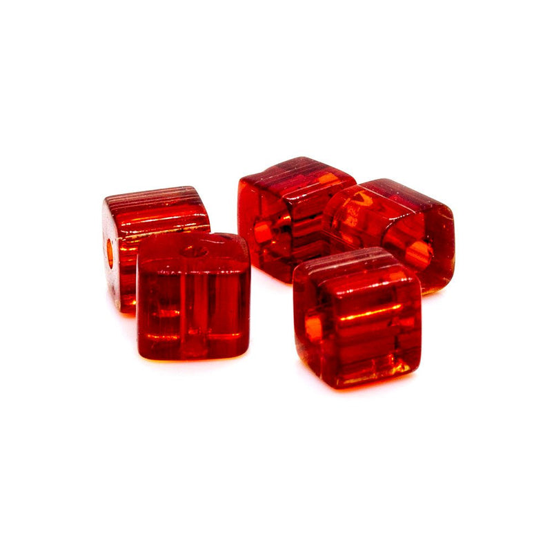 Load image into Gallery viewer, Crystal Glass Cube With Slightly Rounded Corners 5mm Red - Affordable Jewellery Supplies
