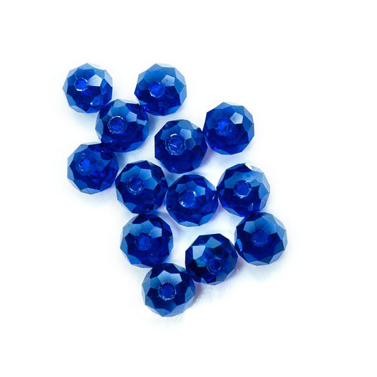 Electroplated Glass Faceted Rondelle 8mm x 6mm Cobalt - Affordable Jewellery Supplies