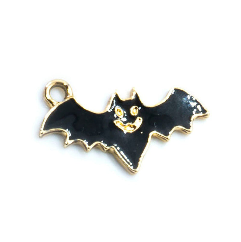 Load image into Gallery viewer, Bat Charm 23mm x 12mm Black and Gold - Affordable Jewellery Supplies