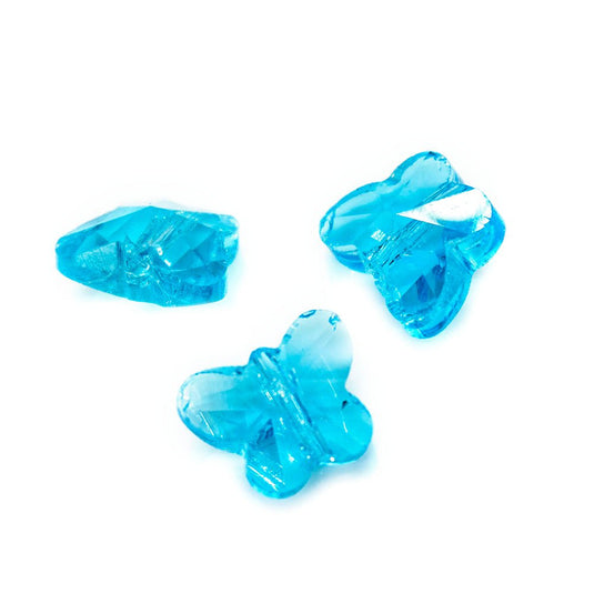 Transparent Faceted Glass Butterfly 10mm x 8mm x 6mm Aqua - Affordable Jewellery Supplies