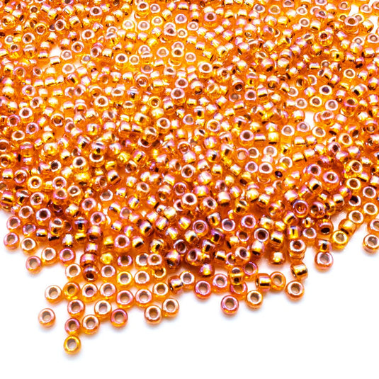 Miyuki Rocailles Silver Lined Seed Beads 11/0 Orange AB - Affordable Jewellery Supplies