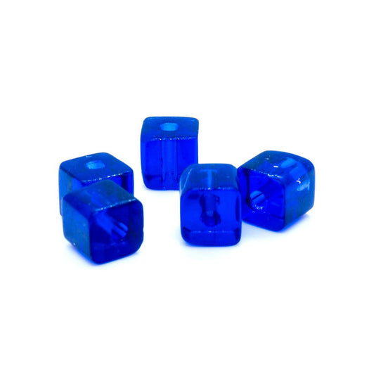 Crystal Glass Cube With Slightly Rounded Corners 5mm Cobalt - Affordable Jewellery Supplies