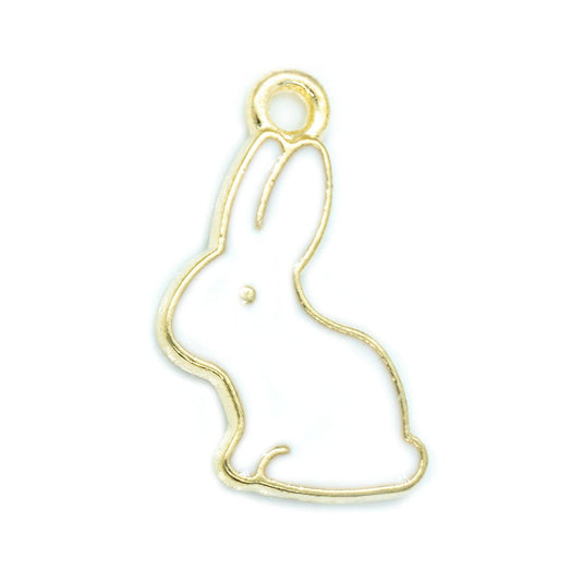 Enamel Bunny Charm 17mm x 11mm x 1.5mm White - Affordable Jewellery Supplies