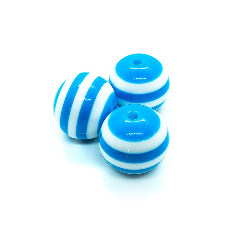 Load image into Gallery viewer, Bubblegum Striped Resin Beads 20mm Aqua - Affordable Jewellery Supplies