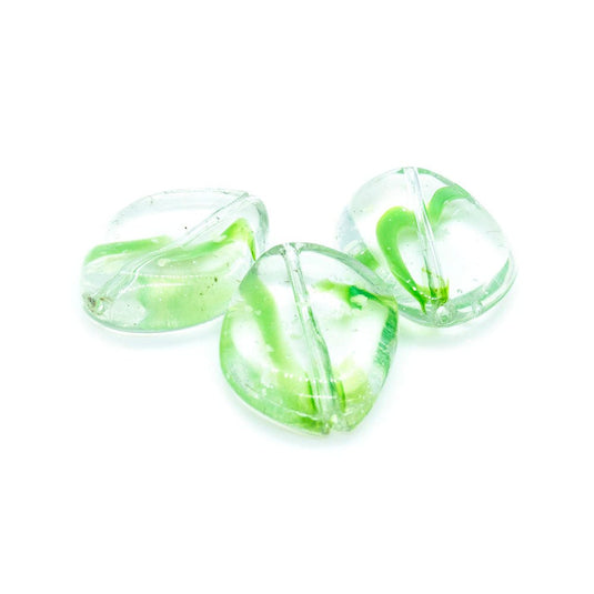 Glass Oval Crystal with Coloured Swirl 20mm x 15mm Green - Affordable Jewellery Supplies