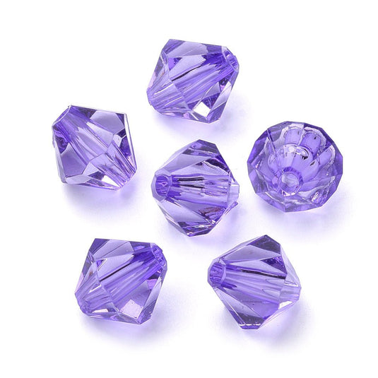 Acrylic Bicone 6mm Blue Violet - Affordable Jewellery Supplies