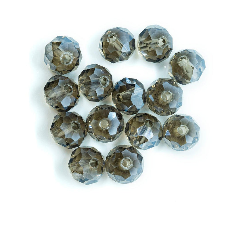 Load image into Gallery viewer, Electroplated Glass Faceted Rondelle 8mm x 6mm Grey - Affordable Jewellery Supplies
