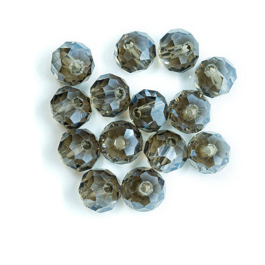 Electroplated Glass Faceted Rondelle 8mm x 6mm Grey - Affordable Jewellery Supplies