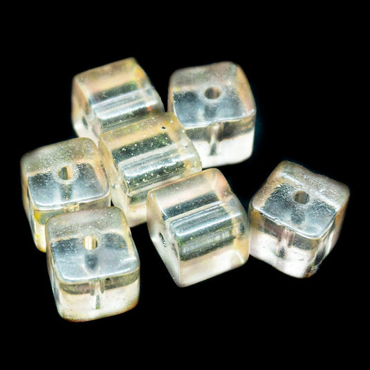 Crystal Glass Cube With Slightly Rounded Corners 8mm Coffee - Affordable Jewellery Supplies
