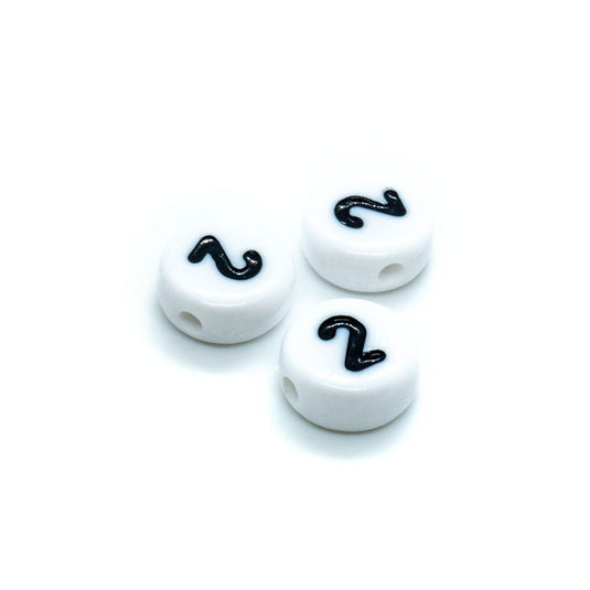 Acrylic Alphabet and Number Beads 7mm Number 2 - Affordable Jewellery Supplies