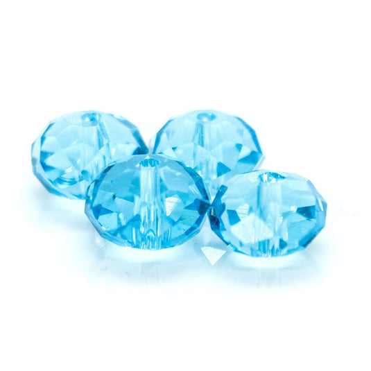 Glass Crystal Faceted Rondelle 8mm x 6mm Aqua - Affordable Jewellery Supplies