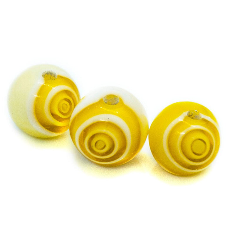 Load image into Gallery viewer, Millefiori Glass Round Bead with Swirls 6mm Yellow - Affordable Jewellery Supplies