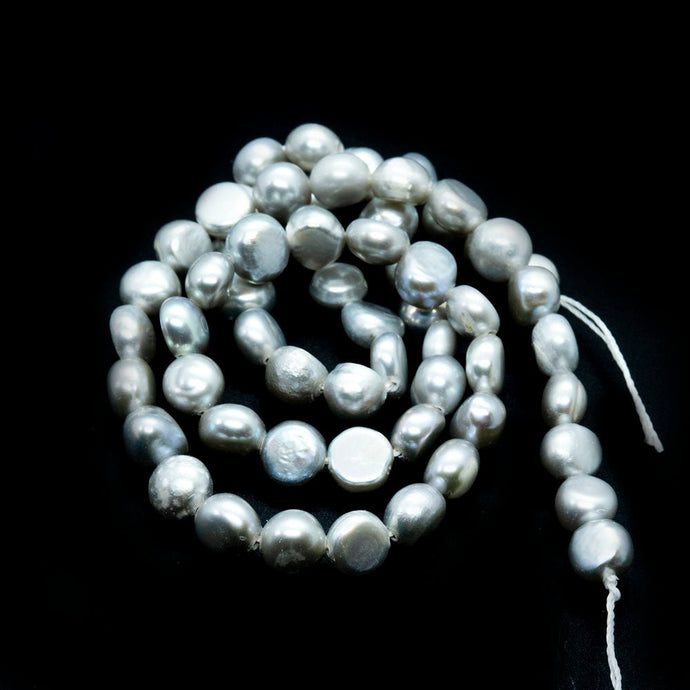 Natural Cultured Freshwater Pearls - Two-Sides Polished 6-8mm x 4-6mm Light Grey - Affordable Jewellery Supplies