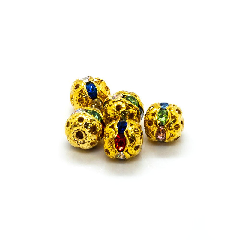 Load image into Gallery viewer, Rhinestone Ball 6mm Gold Mix - Affordable Jewellery Supplies
