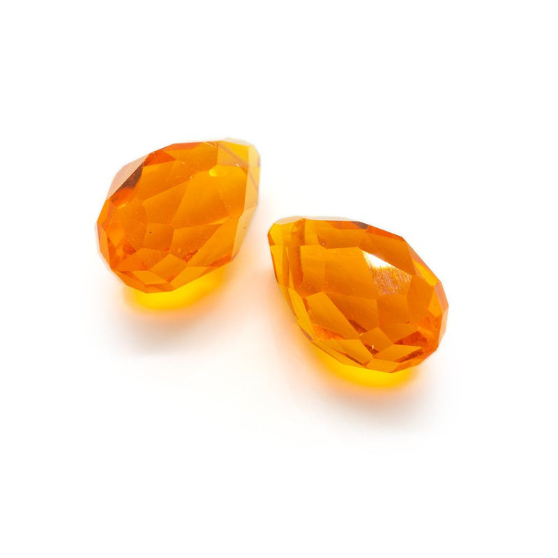 Load image into Gallery viewer, Glass Faceted Briolette 13mm x 8mm Orange - Affordable Jewellery Supplies
