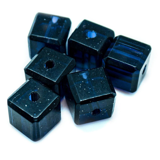 Crystal Glass Cube With Slightly Rounded Corners 10mm Picotee Blue - Affordable Jewellery Supplies