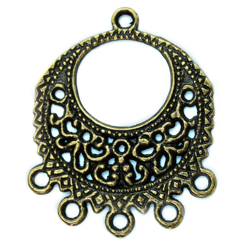 Load image into Gallery viewer, Round Filigree Link Connector 32mm x 30mm Antique Brass - Affordable Jewellery Supplies