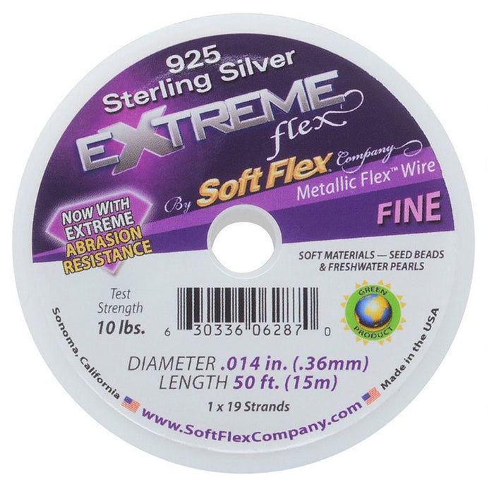 925 Sterling Silver Soft Flex Extreme 19 Strand Fine Beading Wire 0.36mm 15m (50ft) Silver - Affordable Jewellery Supplies